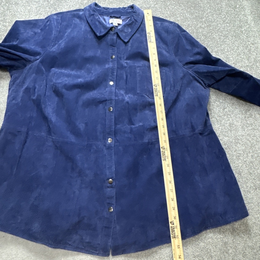 Blue Suede 3X Leather Jacket Snap D & Co Denim And Co Collared Shacket - Picture 6 of 7